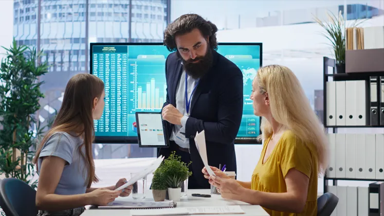 Team reviewing analytics report