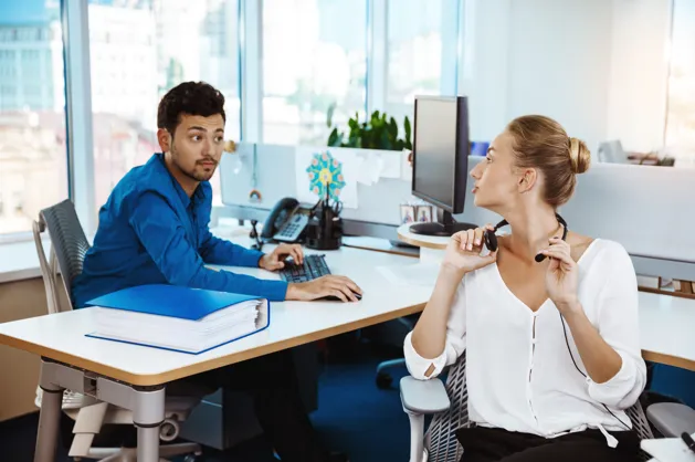 Business professional handling client calls